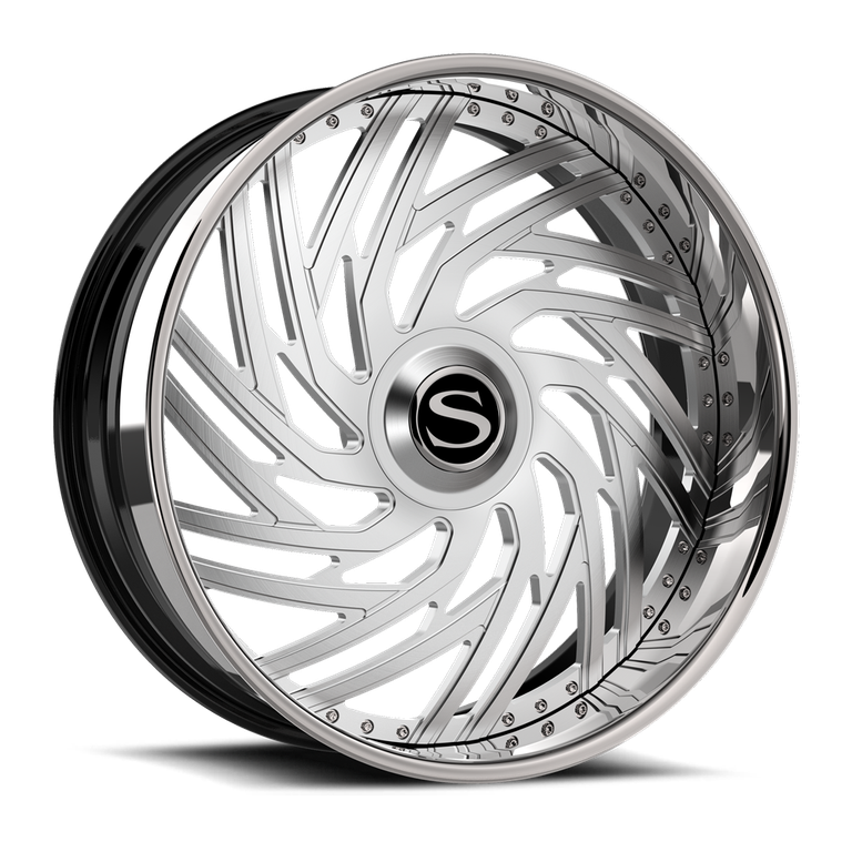 Savini SD-55 in brushed with chrome lip · gloss black with chrome lip