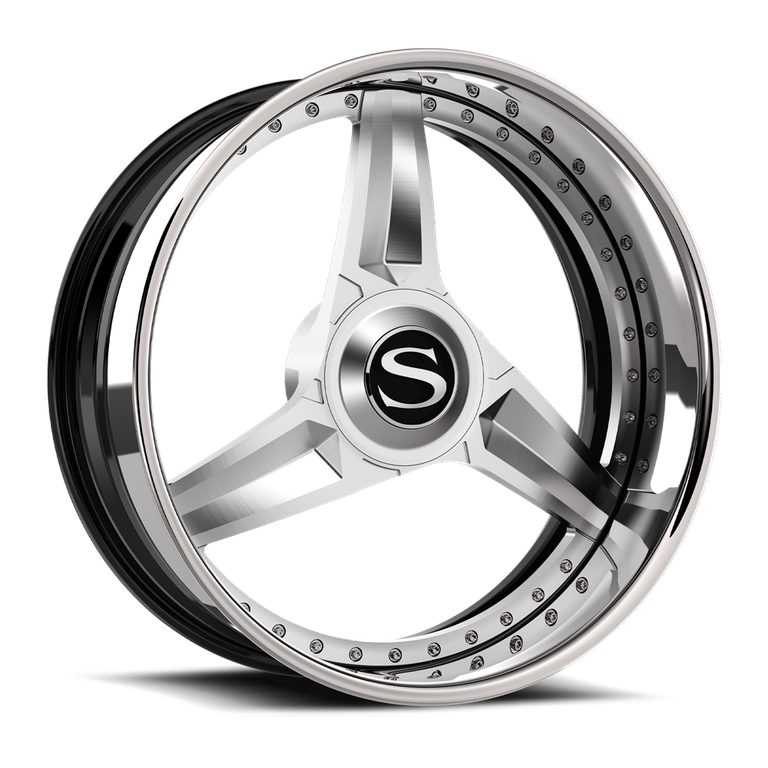 Savini SV100 in brushed with chrome lip, chrome, gloss black with chrome lip, gloss black with machined face