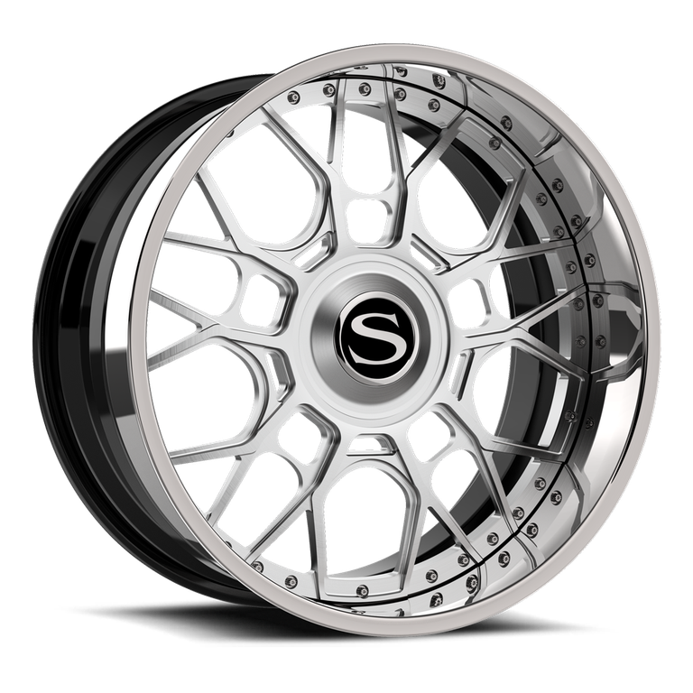 Savini SV97 in brushed with chrome lip · gloss black with chrome lip
